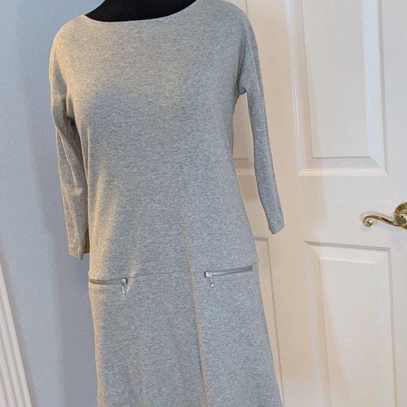 Grey Joan Vass Knit Zip-Pocket Shift Dress 8/10 - Picture 4 of 7